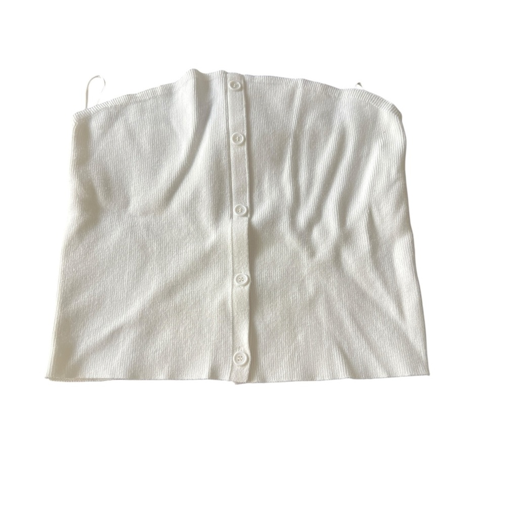 Line and dot cream tube top button down causal top size medium revolve top